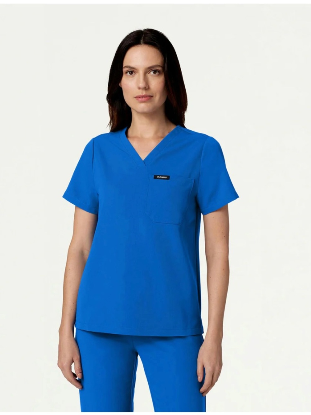 JAANUU Rhena Essential 1-Pocket Scrub Top | Royal Blue | Small | Classic Fit
